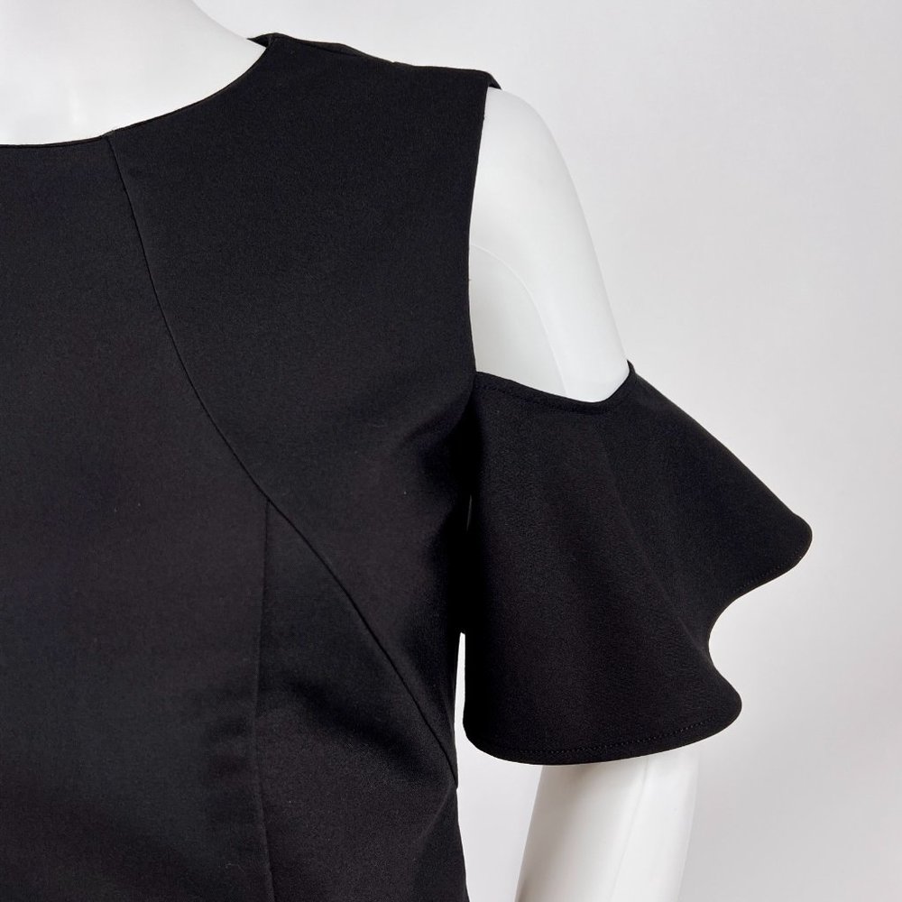 Zara Basic Cold Shoulder Black Knee Length Stretc… - image 4